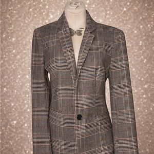 Express Black and Gray Plaid Blazer